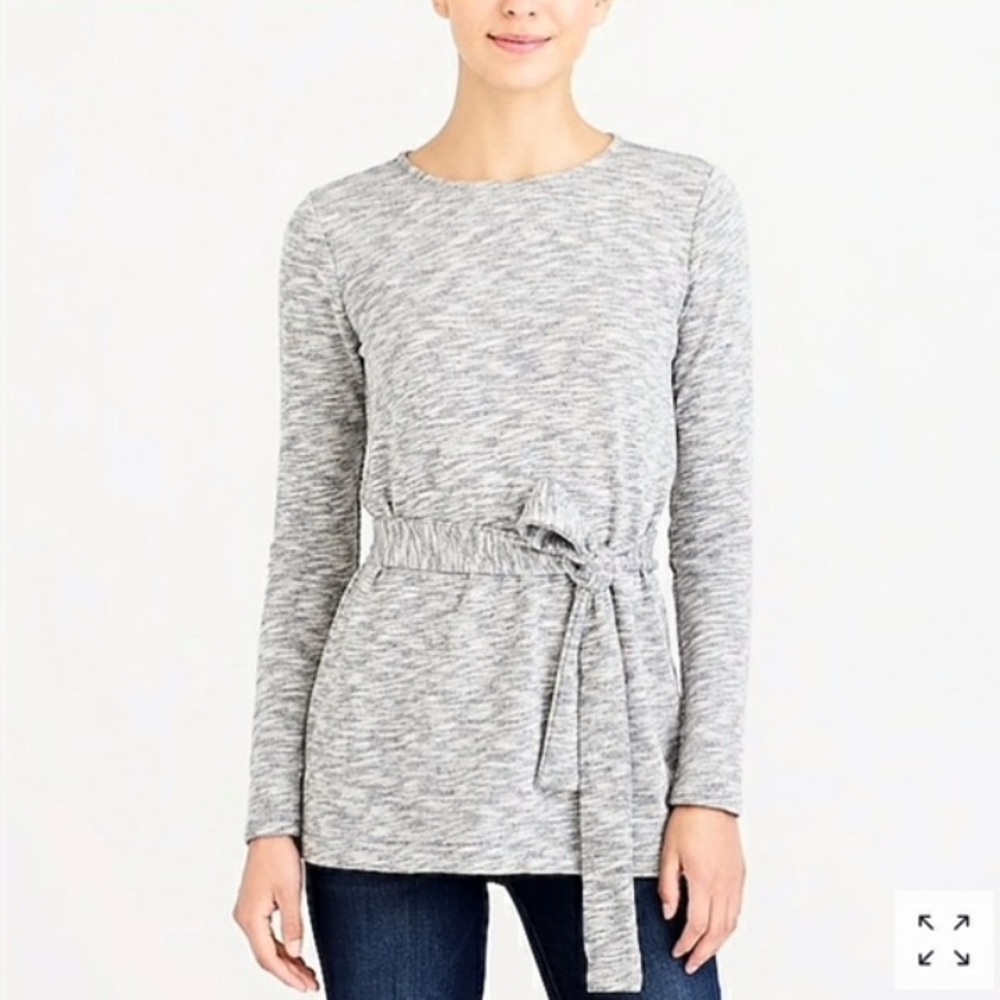 J. Crew Belted Sweatshirt in Marled Gray, Size Medium